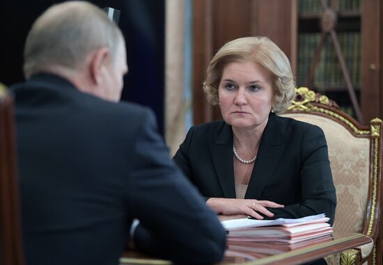 President Vladimir Putin meets with Deputy Prime Minister Olga Golodets
