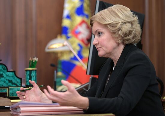President Vladimir Putin meets with Deputy Prime Minister Olga Golodets