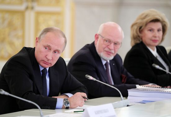 President Vladimir Putin meets with members of Presidential Council for Civil Society and Human Rights