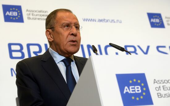 Russian Foreign Minister Sergei Lavrov meets with European Business Association members