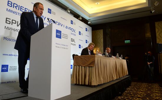 Russian Foreign Minister Sergei Lavrov meets with European Business Association members