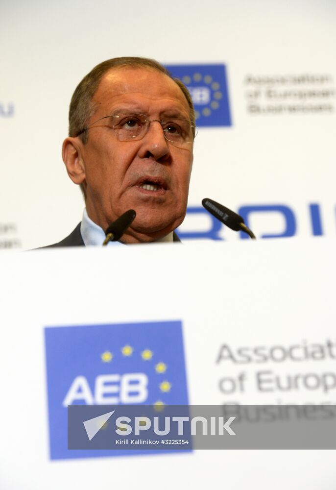 Russian Foreign Minister Sergei Lavrov meets with European Business Association members