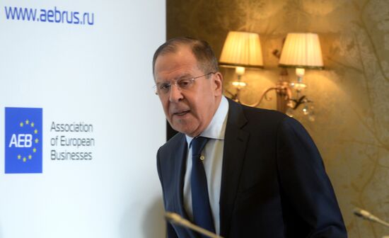 Russian Foreign Minister Sergei Lavrov meets with members of Association of European Business