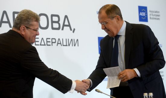Russian Foreign Minister Sergei Lavrov meets with members of Association of European Business