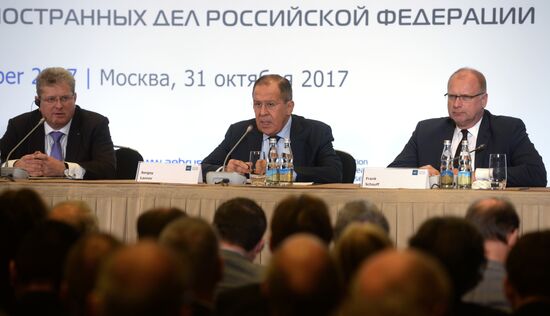 Russian Foreign Minister Sergei Lavrov meets with European Business Association members