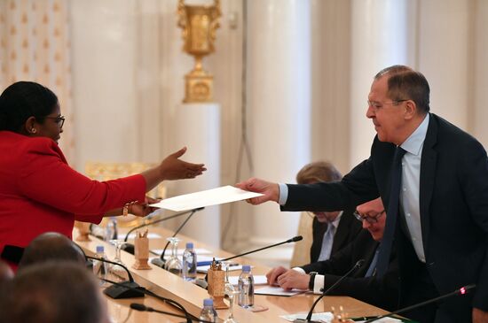 Russian Foreign Minister Sergei Lavrov meets with Republic of Suriname Foreign Minister Yldiz Deborah Pollack-Beighle