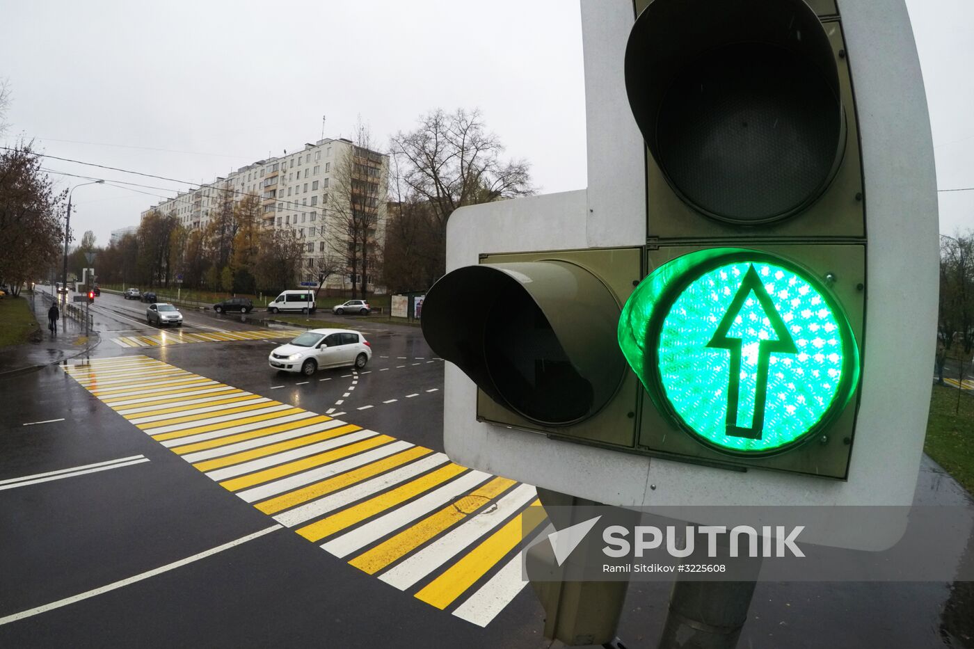 Traffic light installed as part of Russian-Japanese traffic light system introduction project