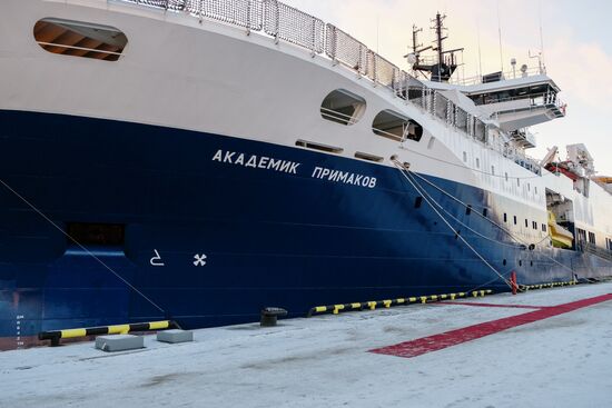 Ship naming ceremony for Akademik Primakov in Murmansk