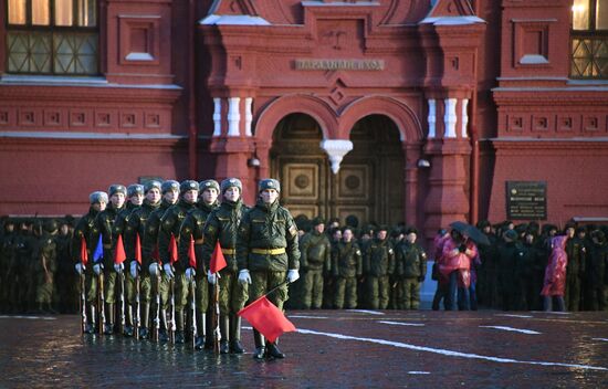 Rehearsal of march to mark 76th anniversary of 1941 parade