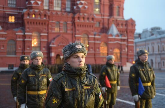Rehearsal of march to mark 76th anniversary of 1941 parade