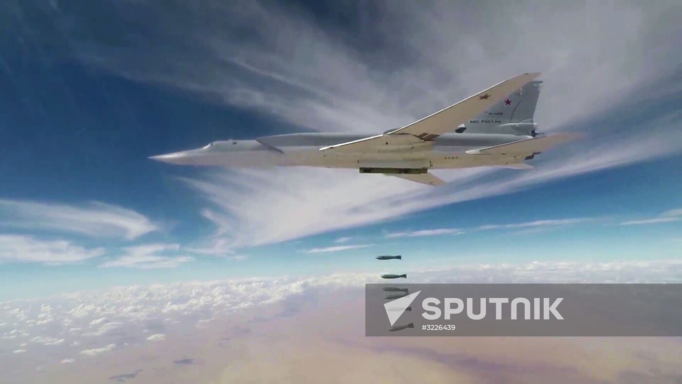 Air strikes by Tupolev Tu-22M3 bombers of Russian Air Force on terrorist facilities in Deir ez-Zor