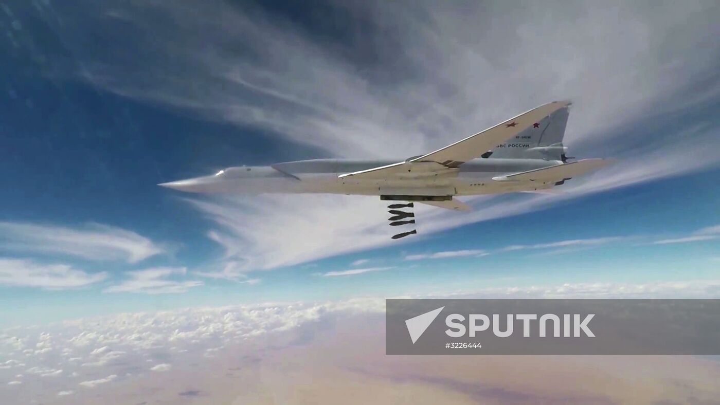Air strikes by Tupolev Tu-22M3 bombers of Russian Air Force on terrorist facilities in Deir ez-Zor