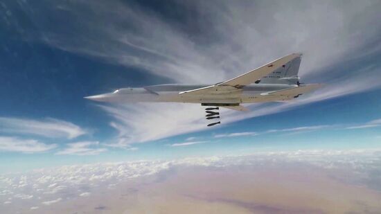 Air strikes by Tupolev Tu-22M3 bombers of Russian Air Force on terrorist facilities in Deir ez-Zor