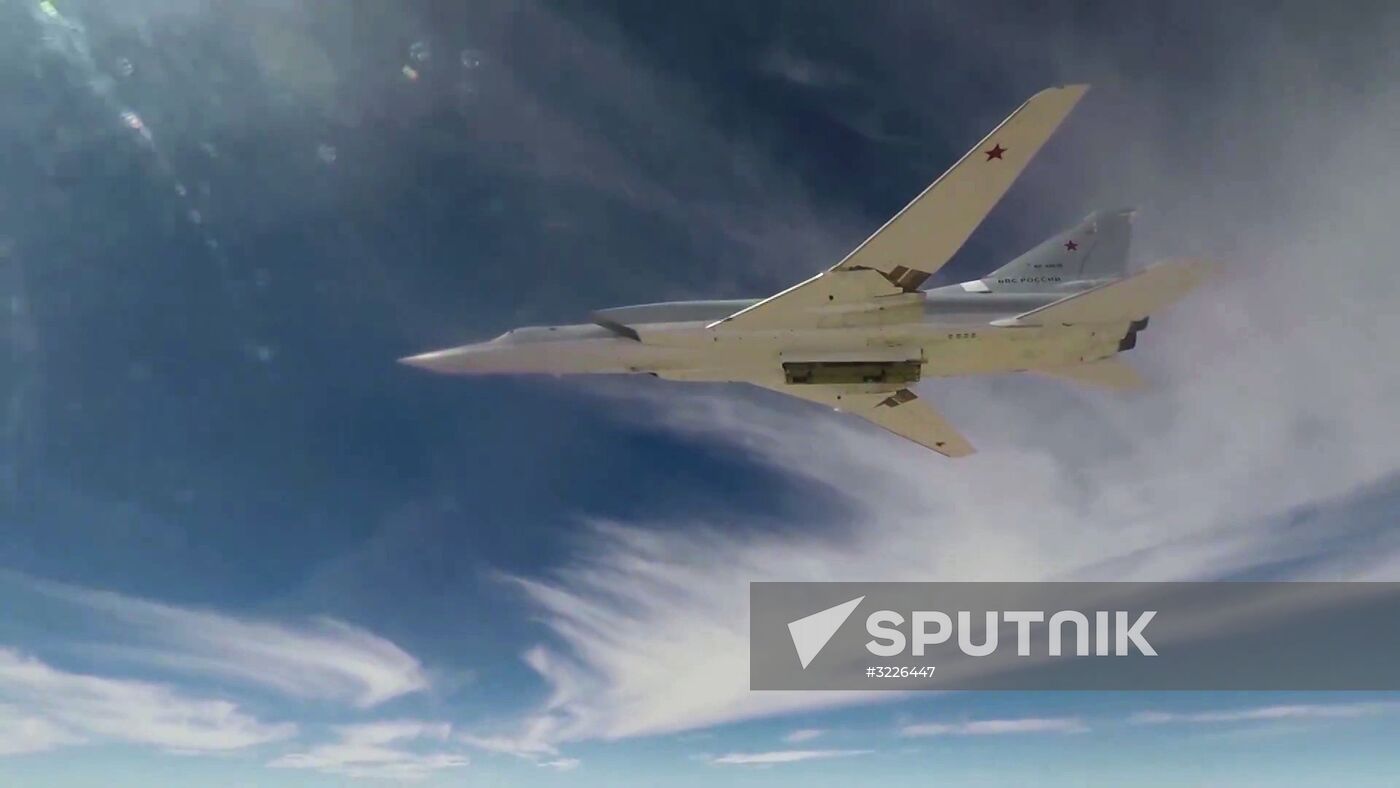 Air strikes by Tupolev Tu-22M3 bombers of Russian Air Force on terrorist facilities in Deir ez-Zor