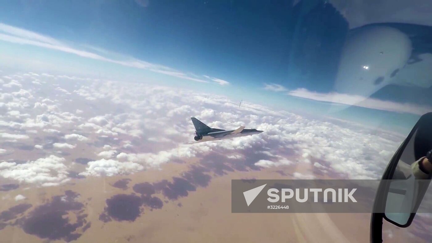 Air strikes by Tupolev Tu-22M3 bombers of Russian Air Force on terrorist facilities in Deir ez-Zor