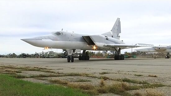 Air strikes by Tupolev Tu-22M3 bombers of Russian Air Force on terrorist facilities in Deir ez-Zor
