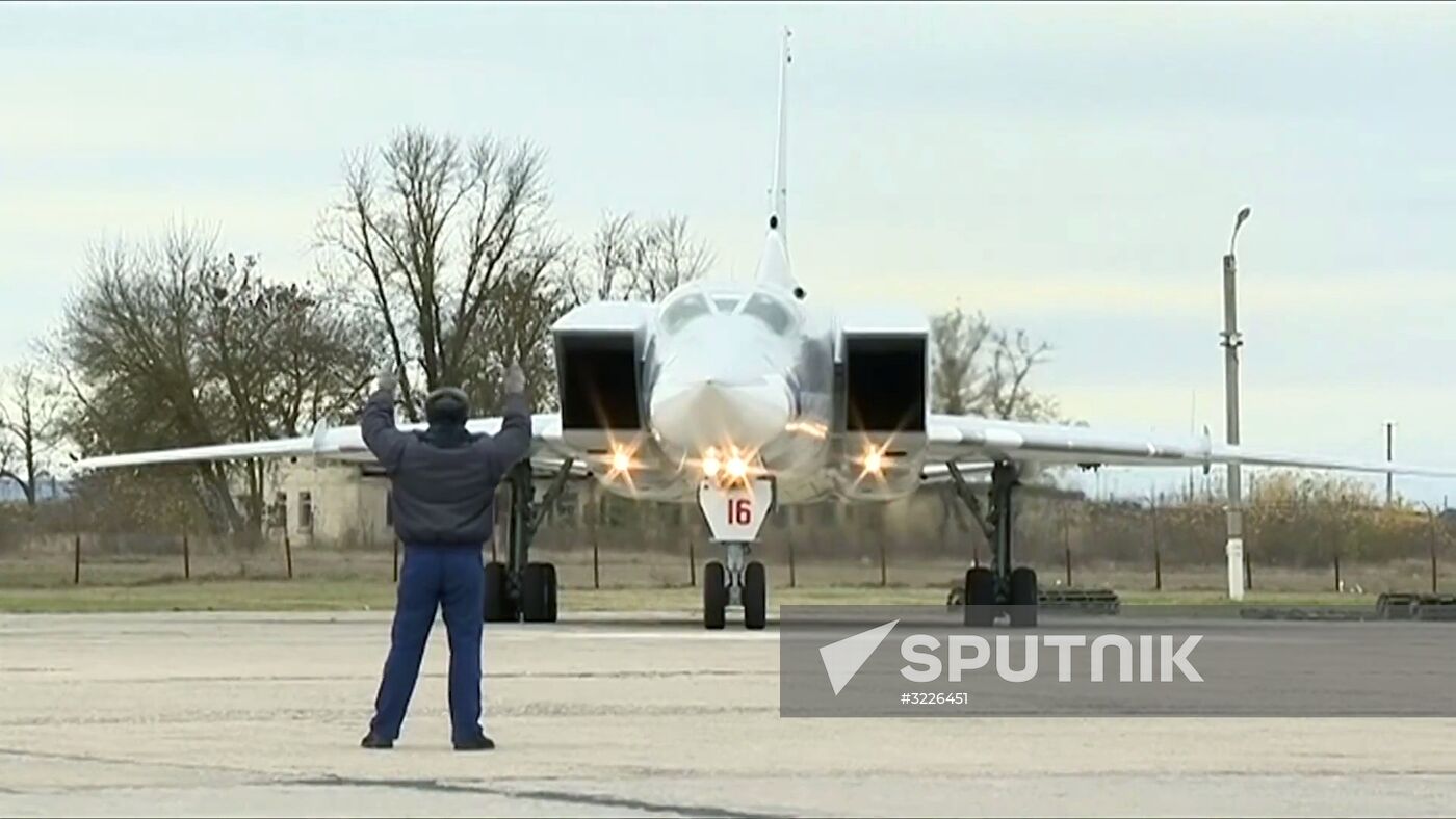 Air strikes by Tupolev Tu-22M3 bombers of Russian Air Force on terrorist facilities in Deir ez-Zor