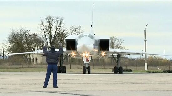 Air strikes by Tupolev Tu-22M3 bombers of Russian Air Force on terrorist facilities in Deir ez-Zor
