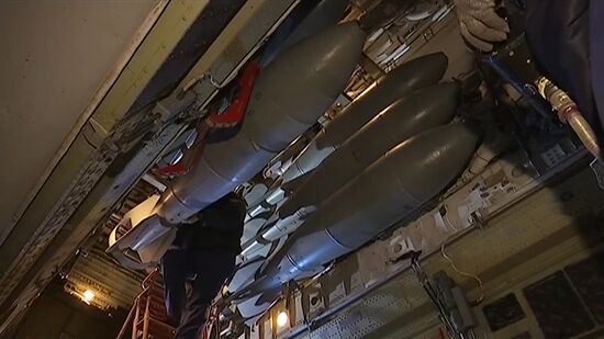 Air strikes by Tupolev Tu-22M3 bombers of Russian Air Force on terrorist facilities in Deir ez-Zor