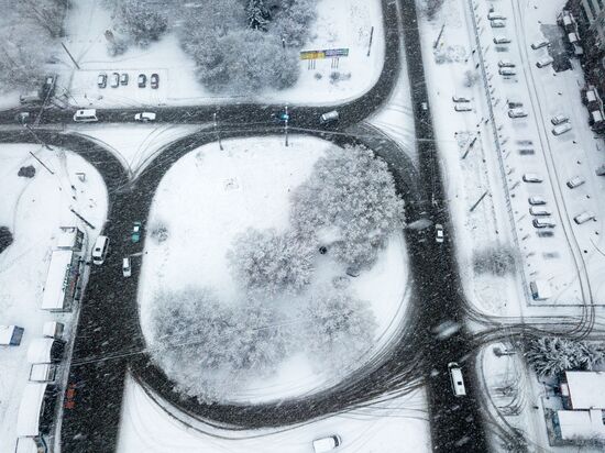 Snowfall in Omsk