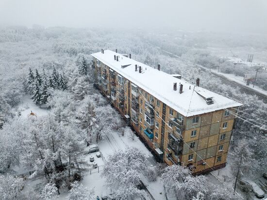 Snowfall in Omsk