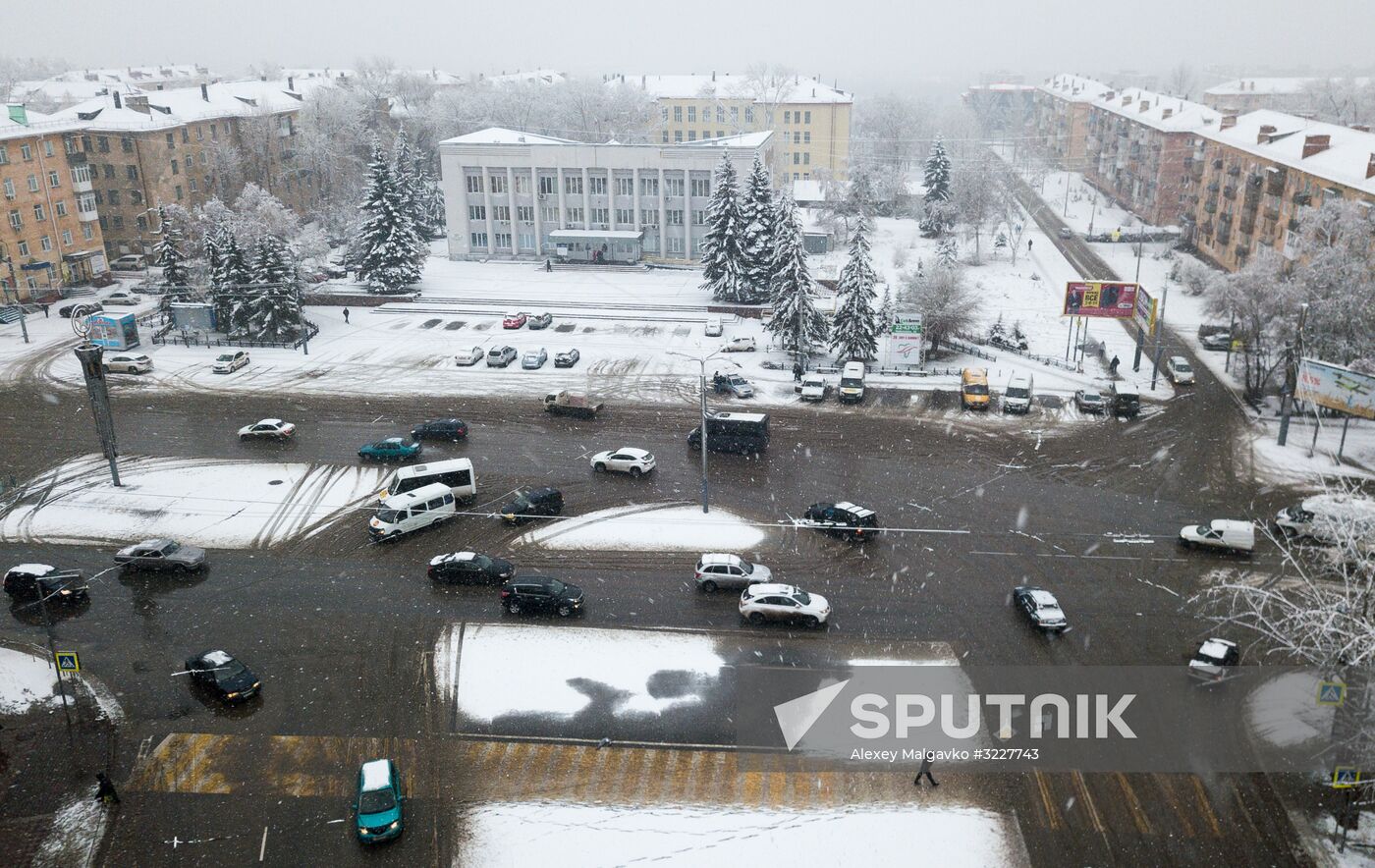 Snowfall in Omsk