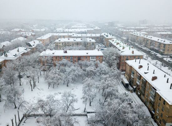 Snowfall in Omsk