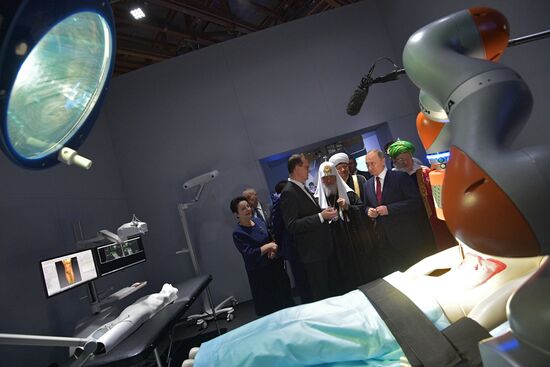 President Vladimir Putin visits Russia Focused On The Future exhibition