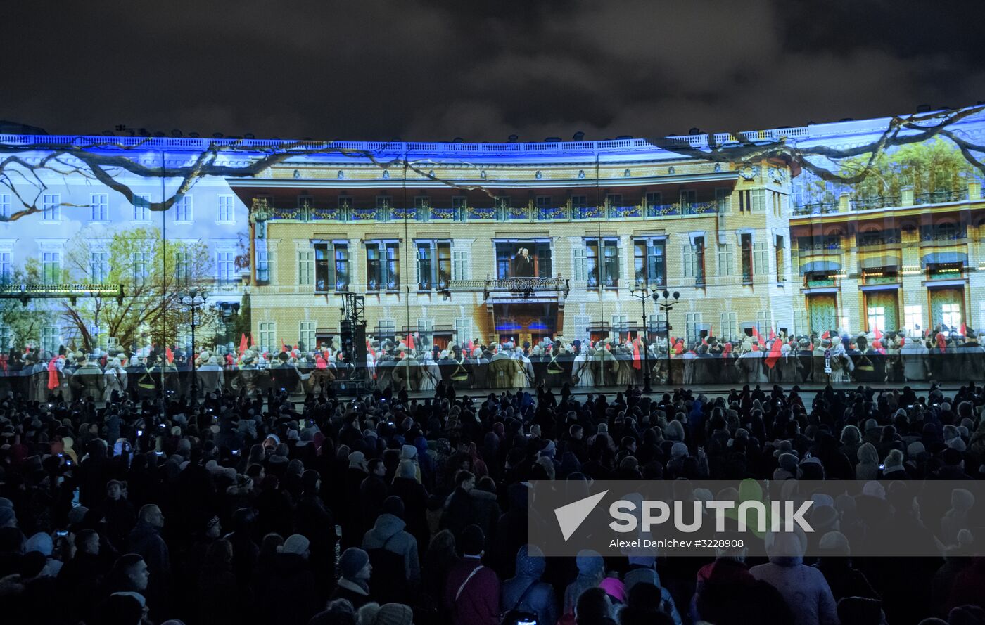 3D video mapping show on Palace Square in St. Petersburg