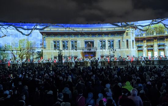 3D video mapping show on Palace Square in St. Petersburg