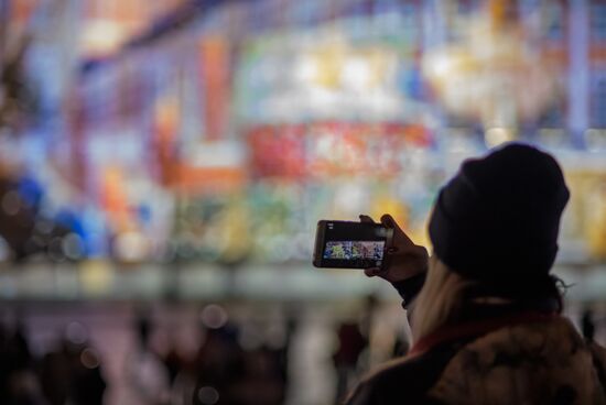 3D video mapping show on Palace Square in St. Petersburg