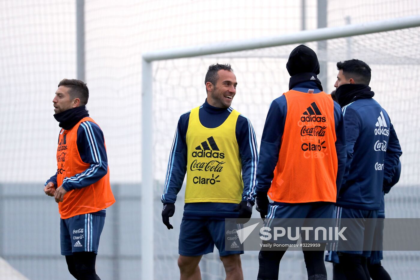 Football. Argentina's national team in training