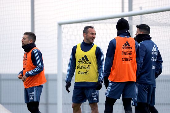 Football. Argentina's national team in training