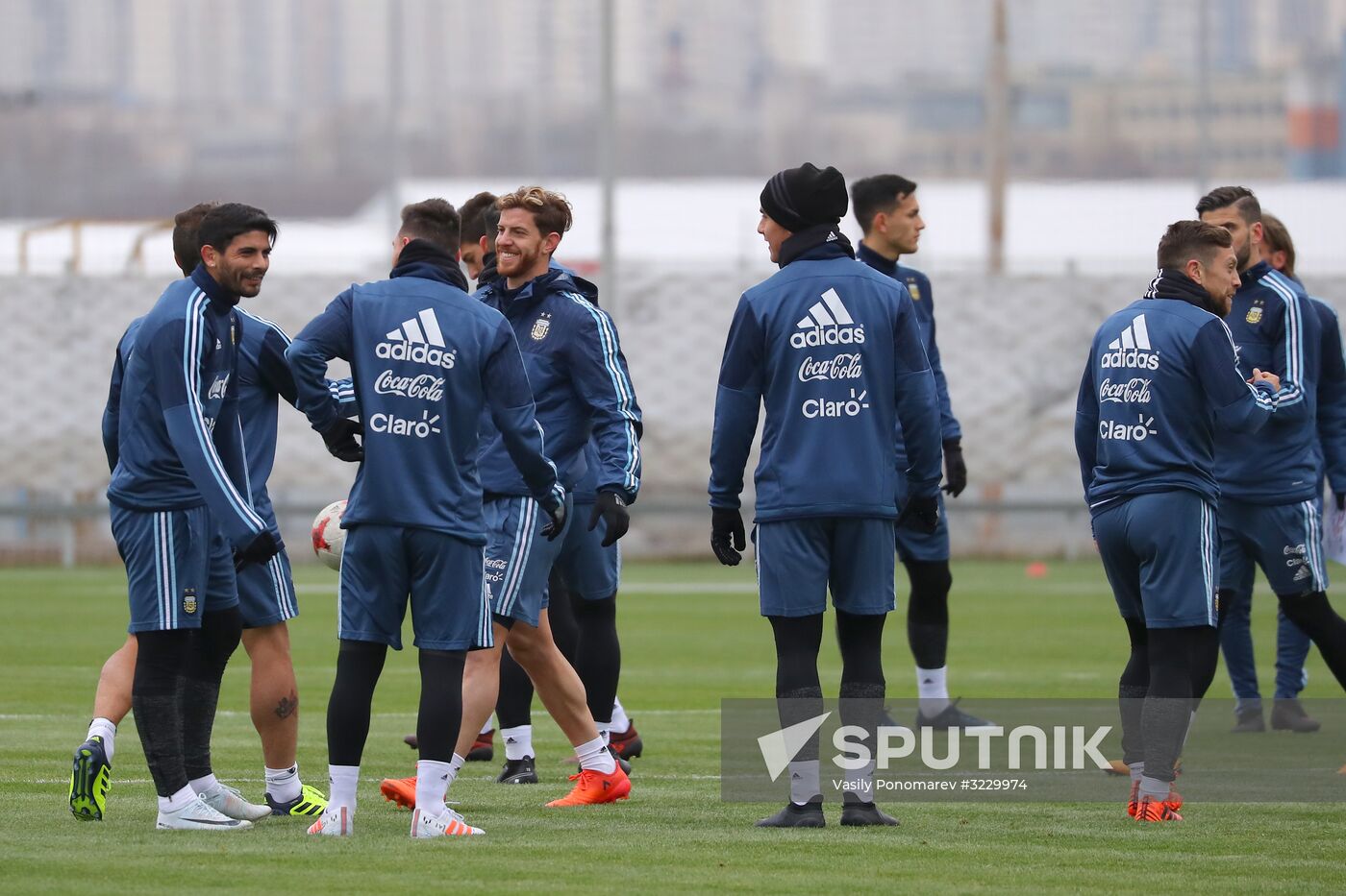 Football. Argentina's national team in training