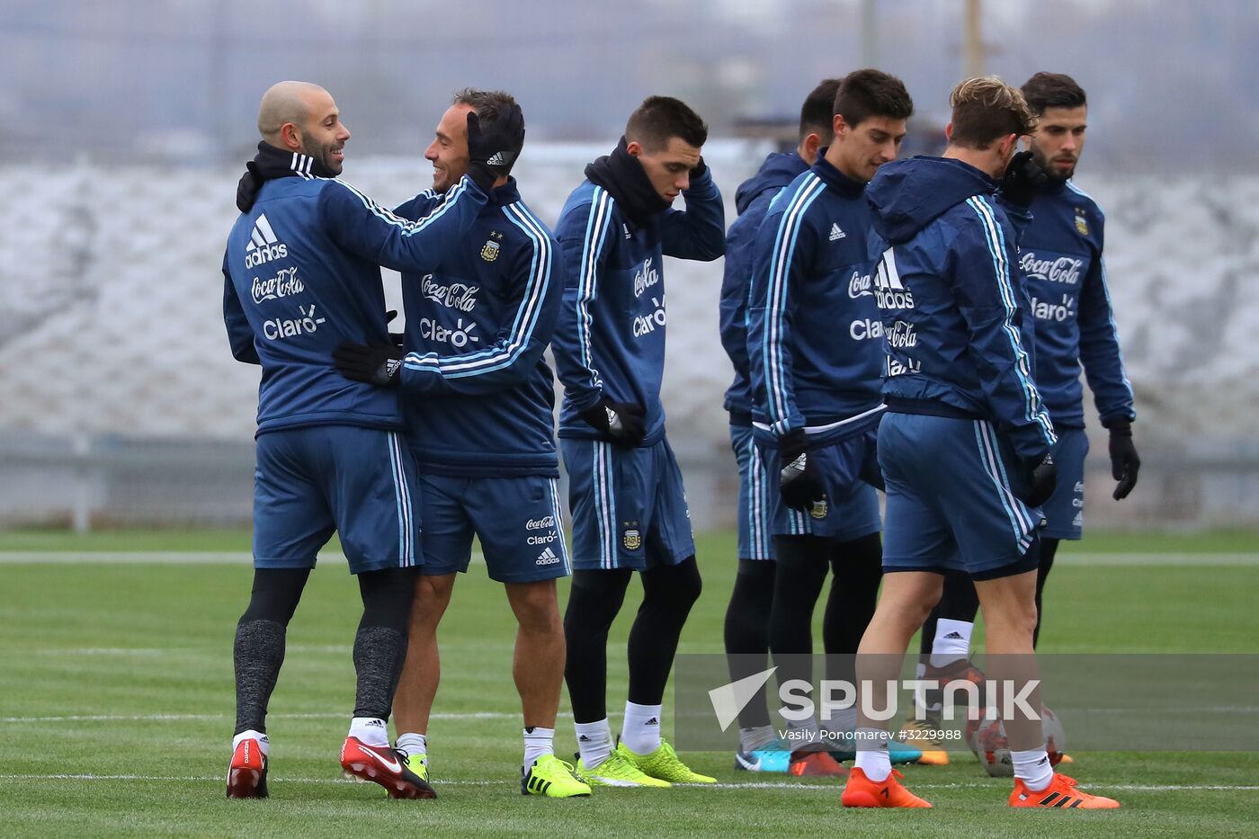 Football. Argentina's national team in training