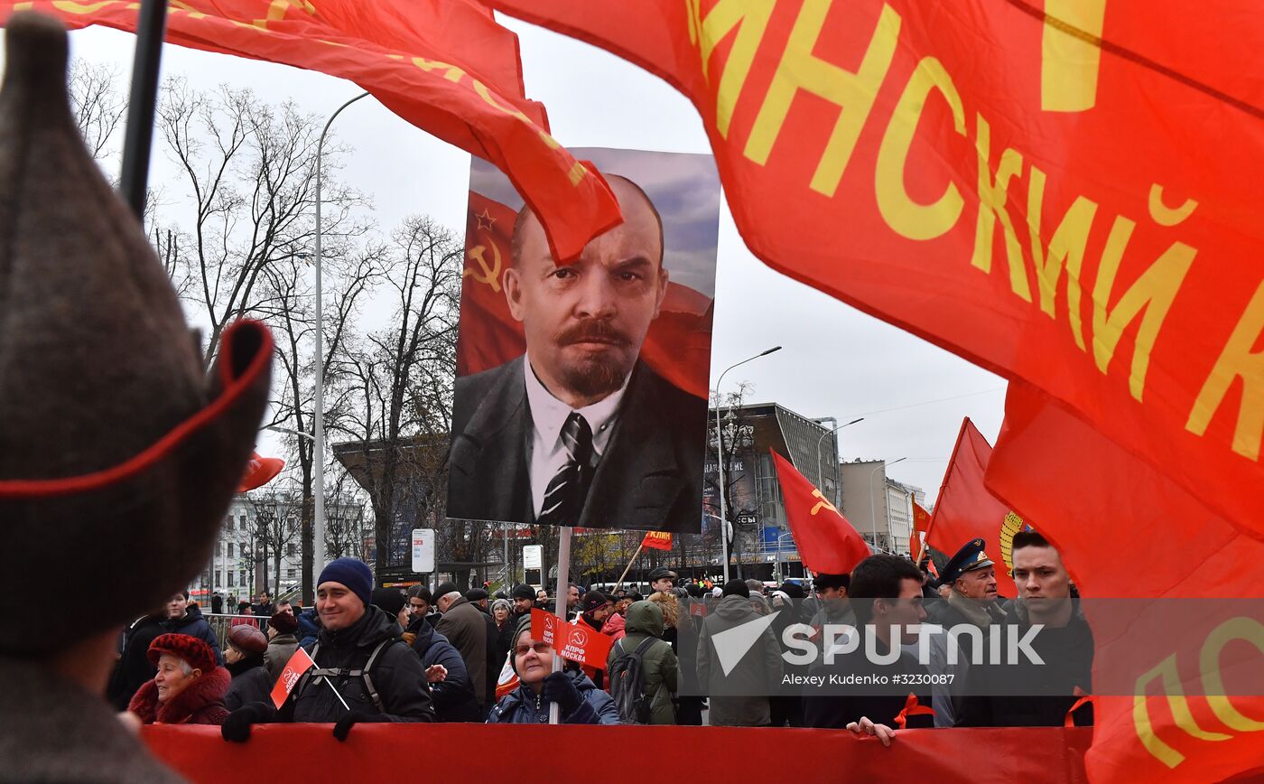 Russian Communist Party's march in Moscow
