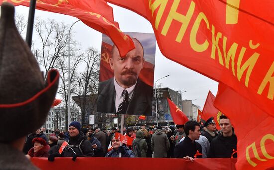 Russian Communist Party's march in Moscow