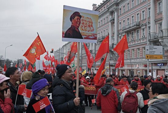Russian Communist Party's march in Moscow