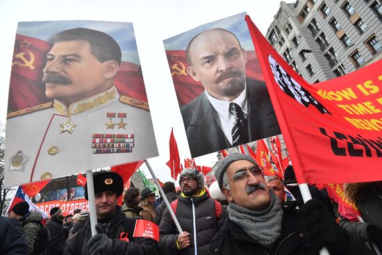 Russian Communist Party's march in Moscow