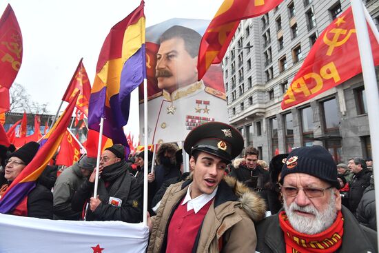 Russian Communist Party's march in Moscow