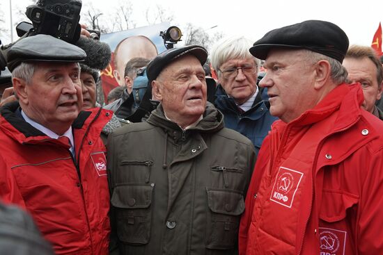 Russian Communist Party's march in Moscow