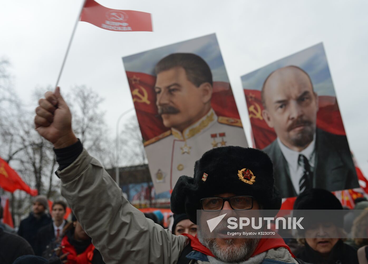 Russian Communist Party's march in Moscow