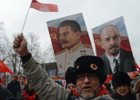 Russian Communist Party's march in Moscow
