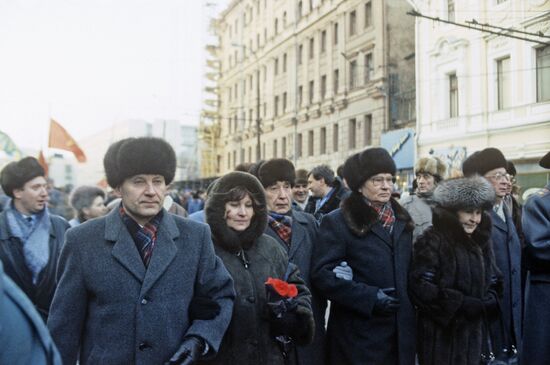 Procession and rally on the Day of the Soviet Army in Moscow