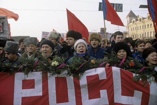 Procession and rally on the Day of the Soviet Army in Moscow