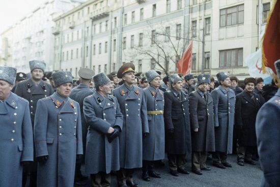 Procession and rally on the Day of the Soviet Army in Moscow