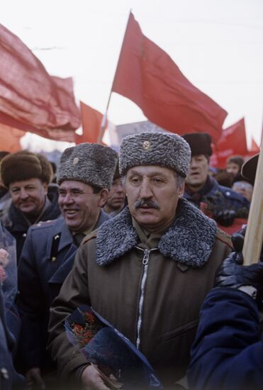 Procession and rally on the Day of the Soviet Army in Moscow