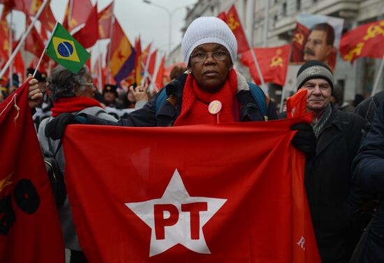 Russian Communist Party's march in Moscow