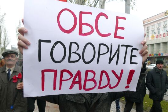 Rally against military action in Donetsk