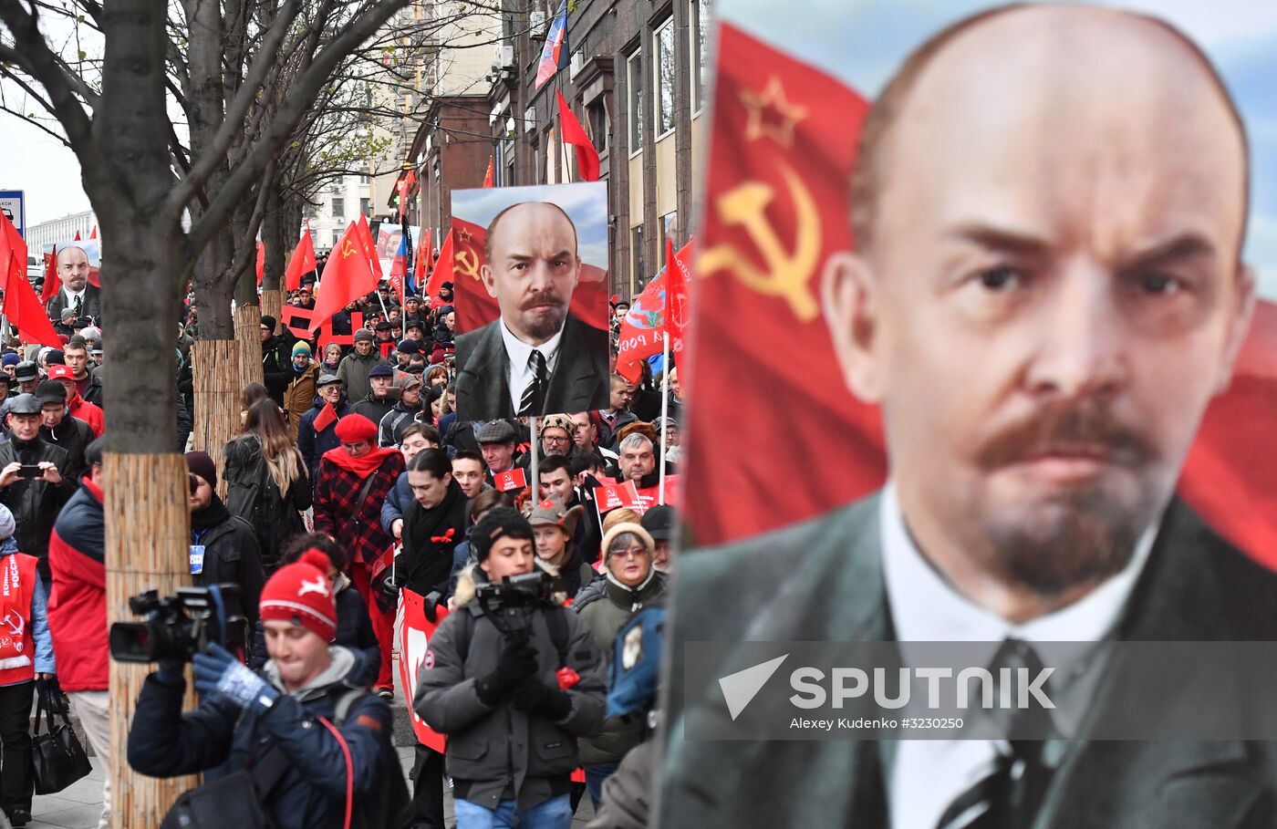 Russian Communist Party's march in Moscow